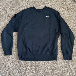Black Crewneck Sweatshirt Nike Men Size Medium White Swoosh Logo
